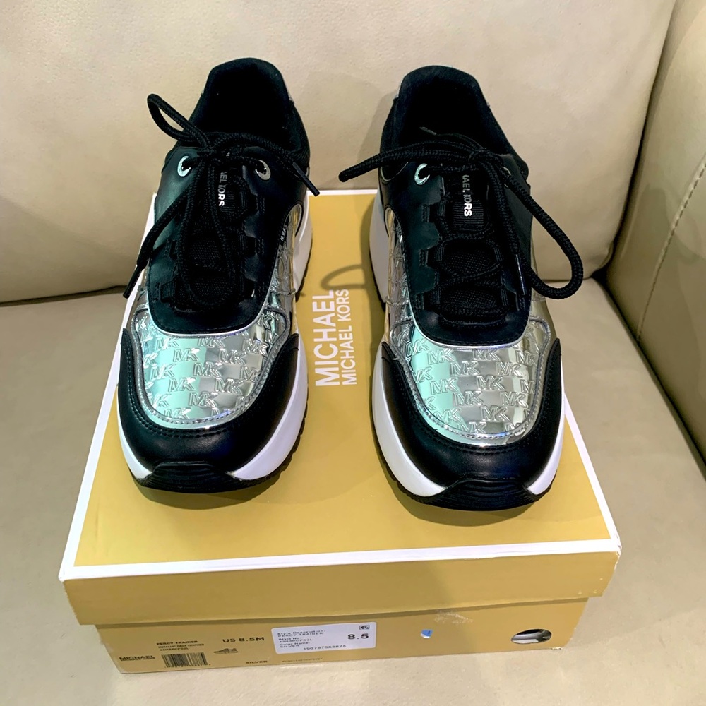Michael Michael Kors Metallic Faux Leather Percy Trainer Sneaker